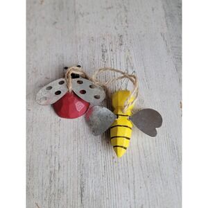 Wooden mini bee lady bug ornament Xmas Easter spring set wood